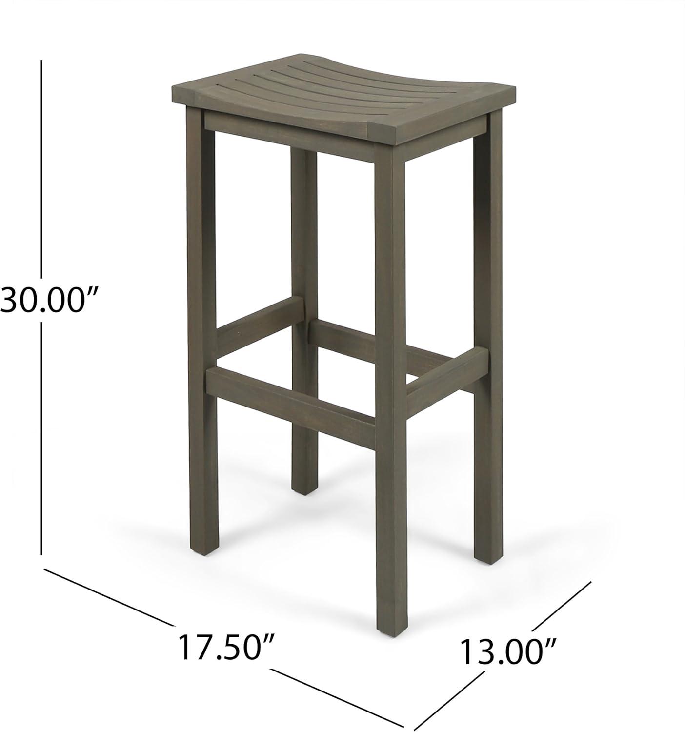 Cassie 30" Grey Acacia Wood Outdoor Barstools, Set of 2