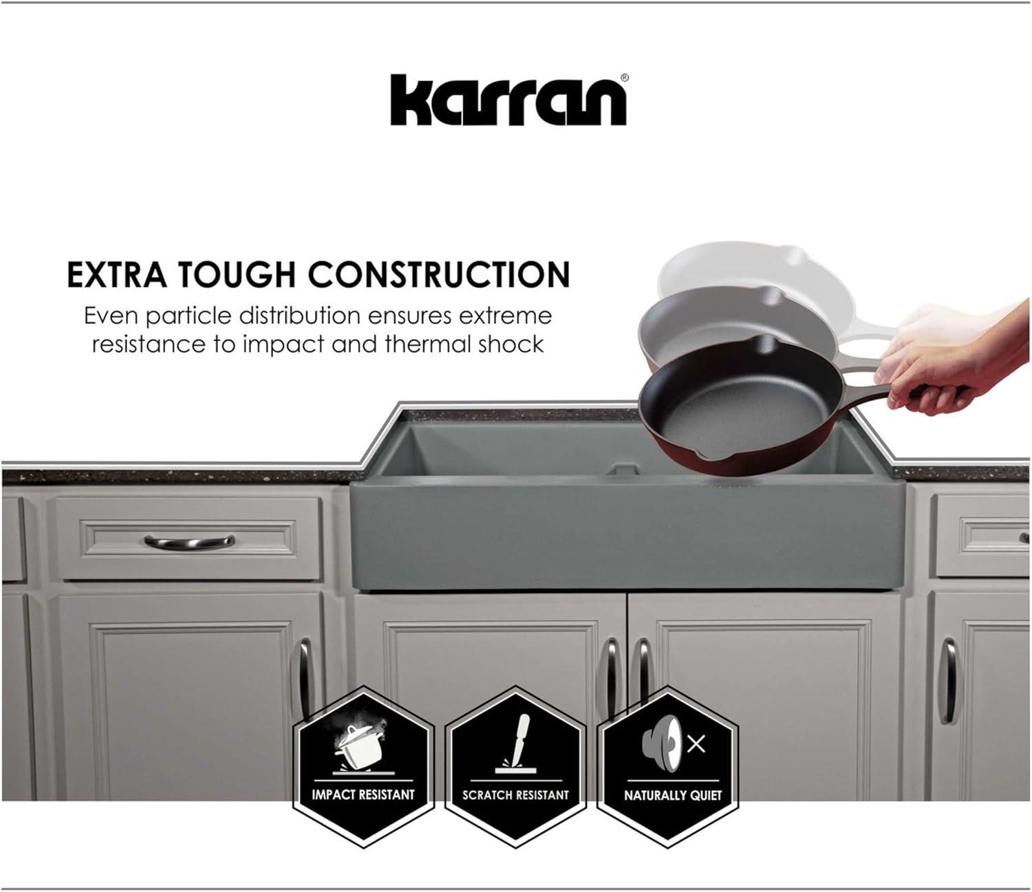 Karran Quartz Composite 18'' X 16'' Single Bowl Drop-in or Undermount Kitchen Sink