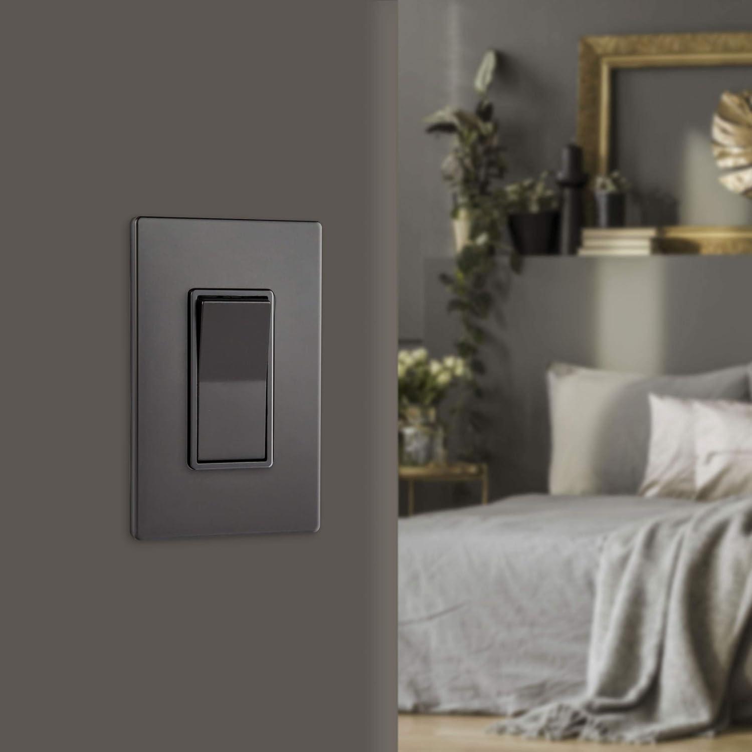 ENERLITES Elite Series Screwless Decorator Wall Plate Child Safe Outlet Cover, Size 1-Gang, Unbreakable Polycarbonate Thermoplastic, SI8831-DB, Dark Bronze