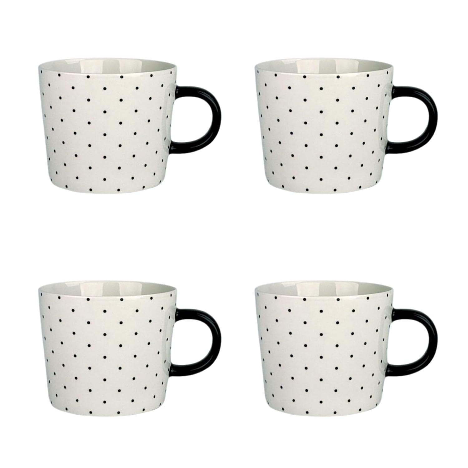 Ten Strawberry Street Oogle Polka Dot Mug 13 fl oz, Black/White (Set of 4)