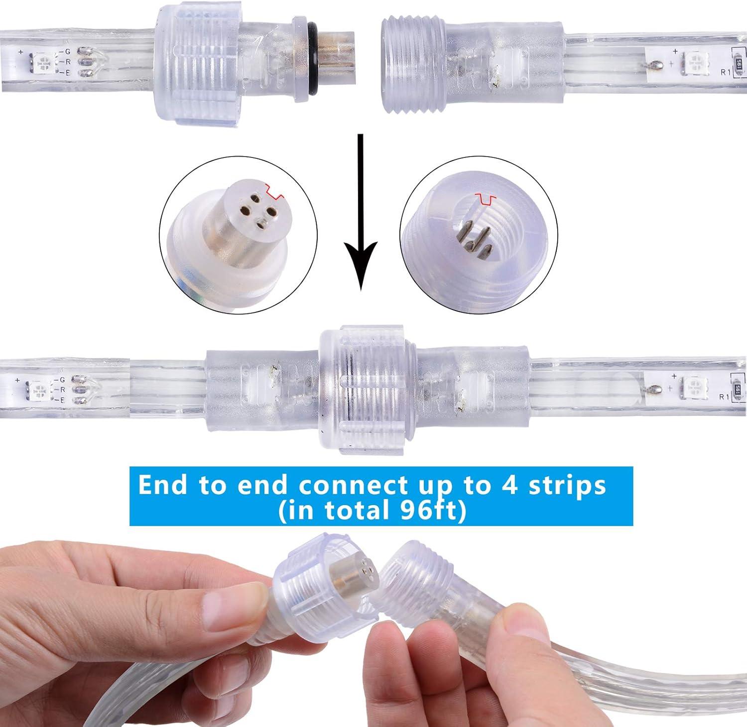 Led Strip Lights 16.4 Feet Outdoor Led Lights Waterproof 300 LEDs Flexible Led Light Strips Color Changing Music Sync RGB Rope Light with Remote Smart Led Lights for Bedroom Home Kitchen