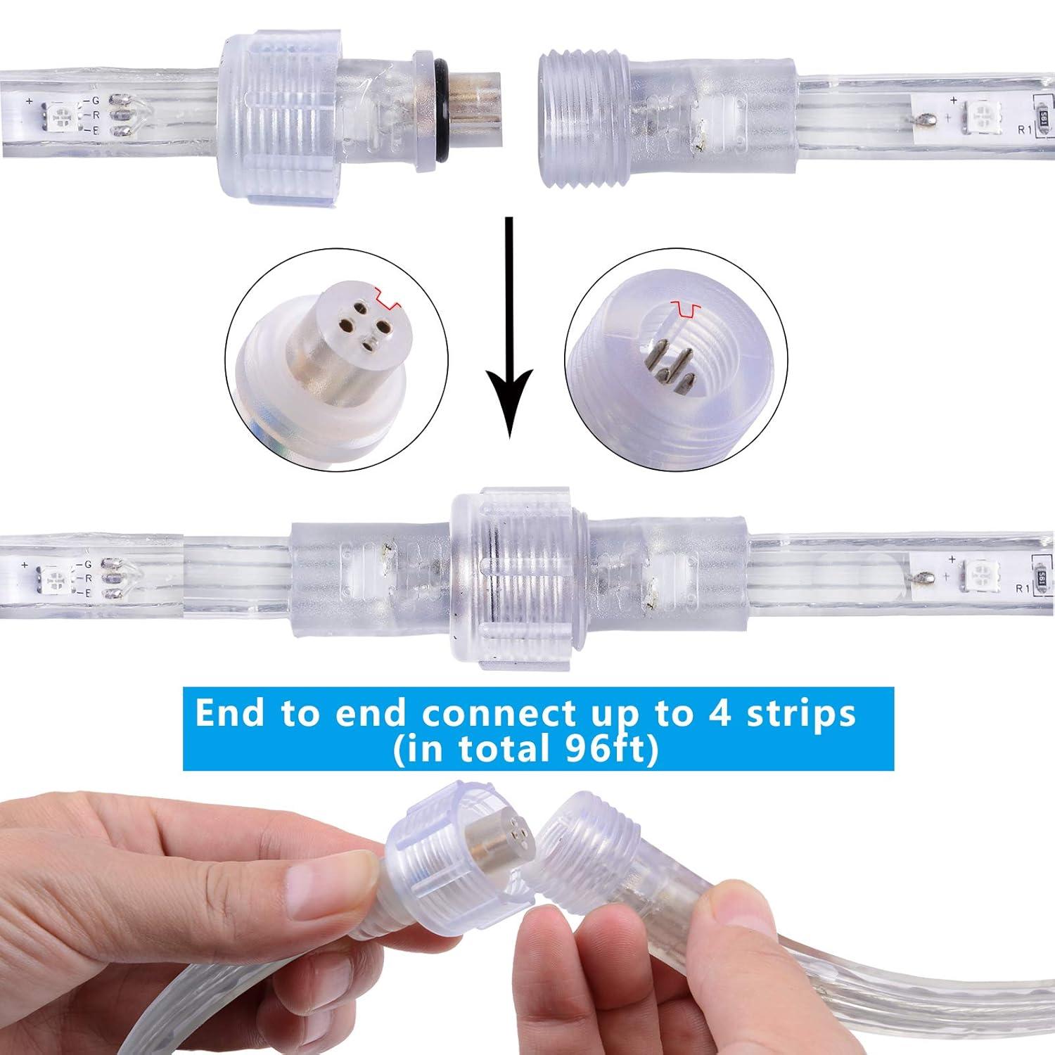 Led Strip Lights 16.4 Feet Outdoor Led Lights Waterproof 300 LEDs Flexible Led Light Strips Color Changing Music Sync RGB Rope Light with Remote Smart Led Lights for Bedroom Home Kitchen