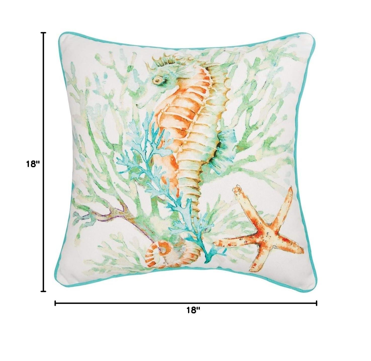 C&F Home Chandler Colorful Seahorse Printed Throw Pillow