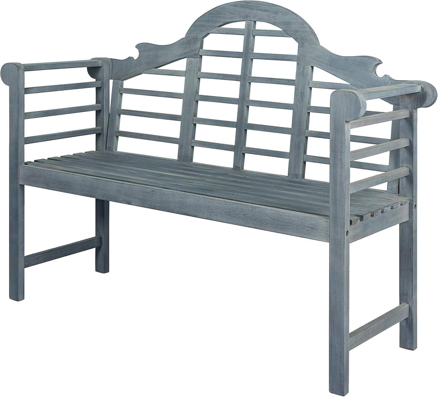 Elegant Arched Gray Acacia Wood 58" Outdoor Garden Bench