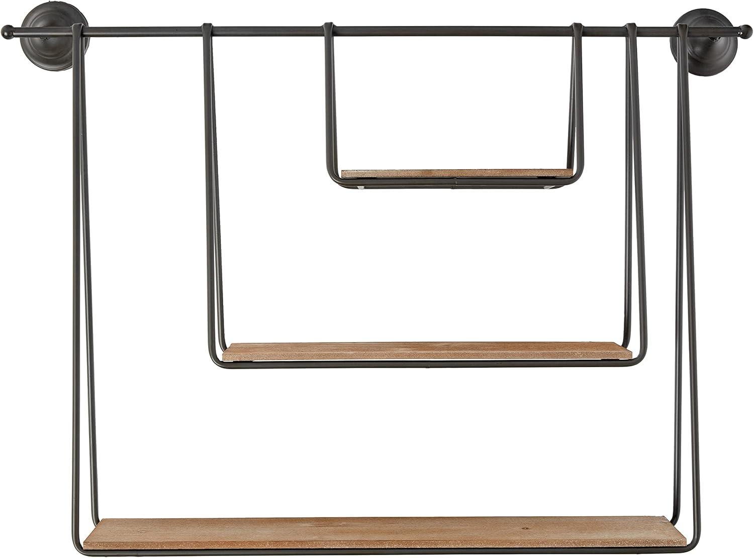 GwG Outlet Wood And Metal Triple Hanging Shelf CHW1001