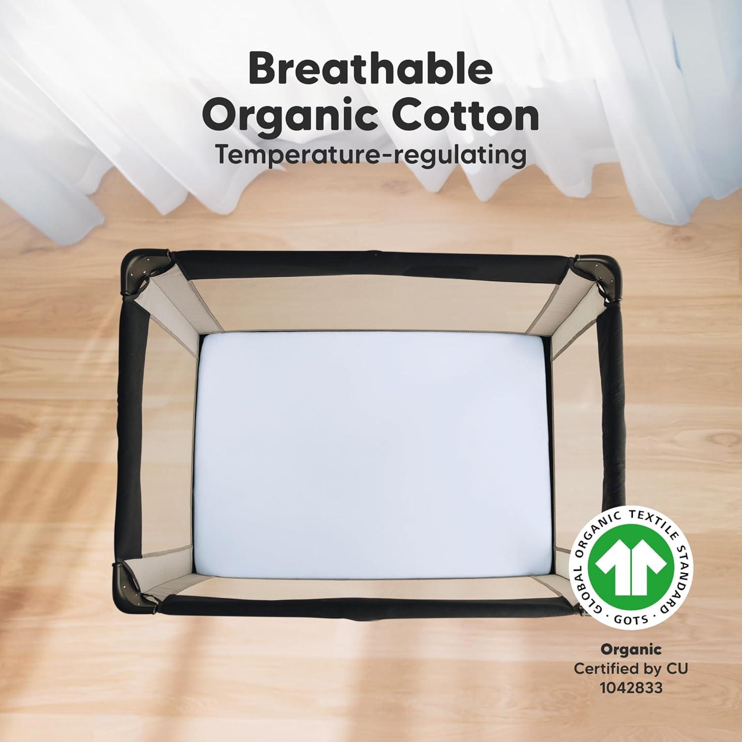 KeaBabies Mini Crib Sheets for Baby Girls, Boys, 2-Pack Soothe Pack and Play Sheets Fitted, Organic Pack N Play Mattress Sheet (Blue Flax)