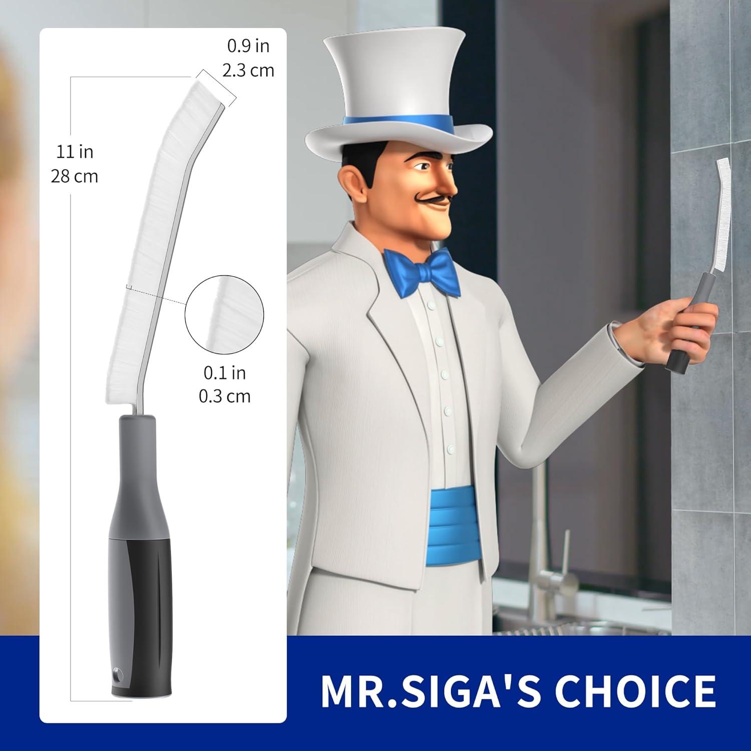 MR.Siga Household Crevice Cleaning Brush with Handle, Gap Cleaning Brushes,Nylon Brush,2 Pack