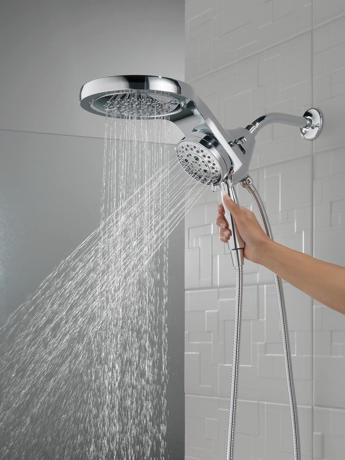 Hydrorain 5 Spray Dual Shower Head and Handheld Shower with Lumicoat and H2Okinetic 2.5 GPM