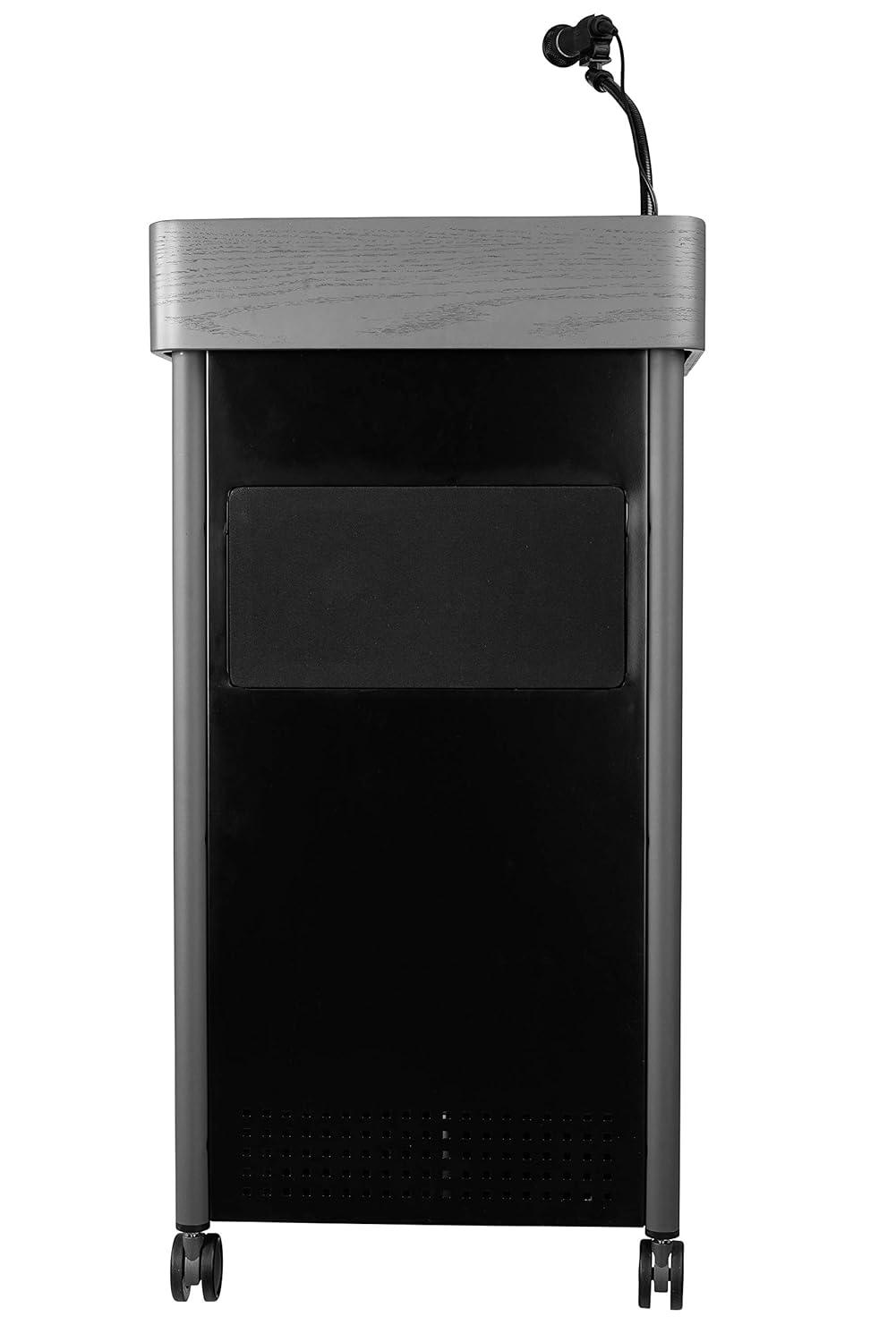 Oklahoma Sound GSL Series Modern Metal Lectern with Sound in Charcoal