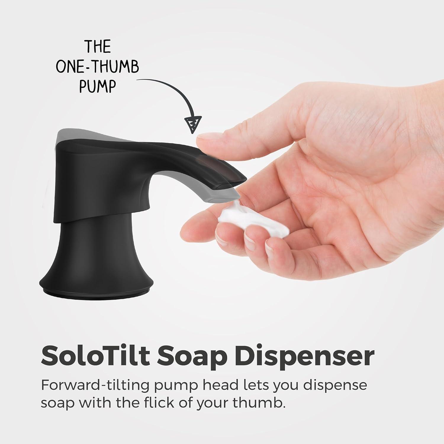 Matte Black Metal Kitchen Sink Soap Dispenser, 16-Ounce