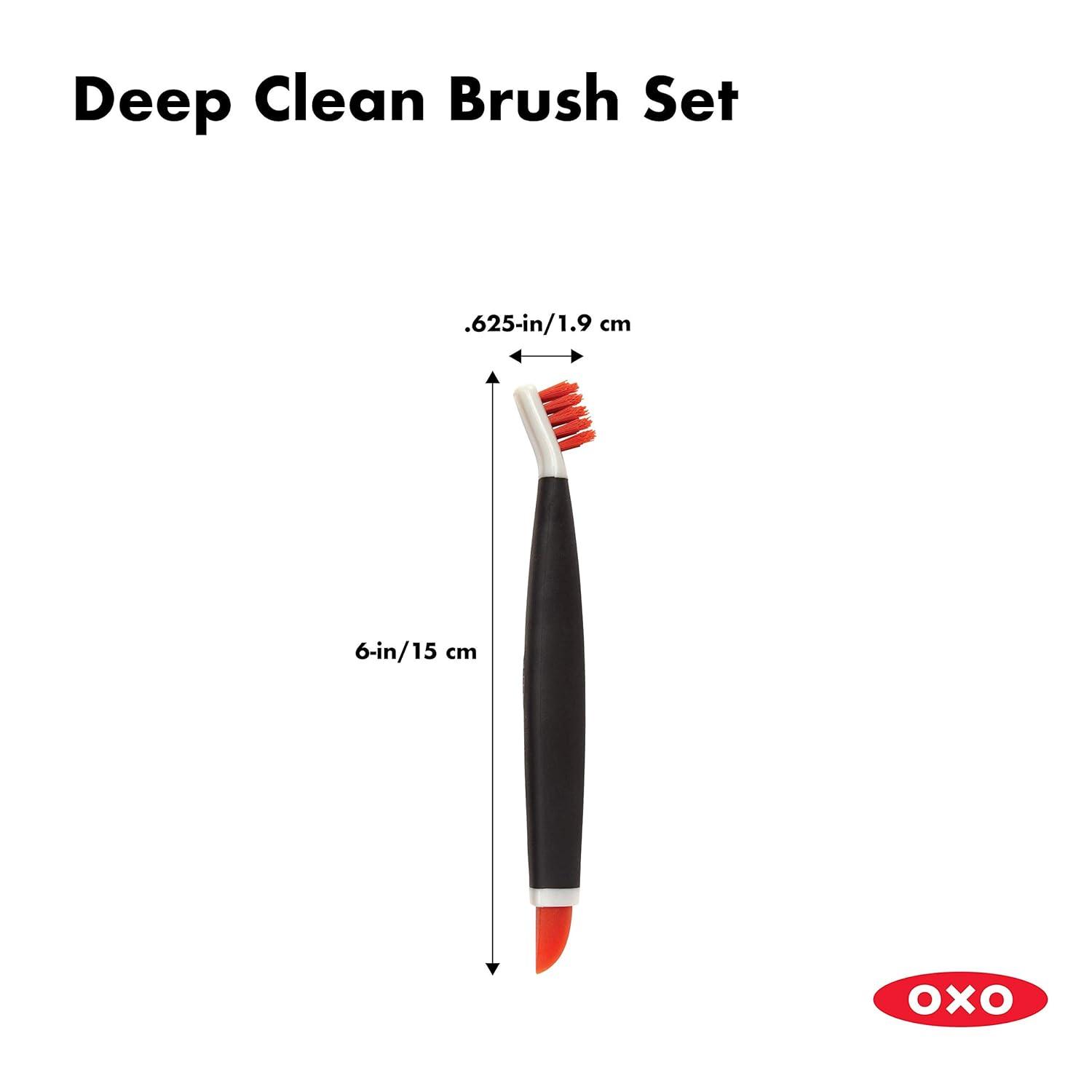 OXO Good Grips Orange Deep Clean Brush Set with Nylon Bristles