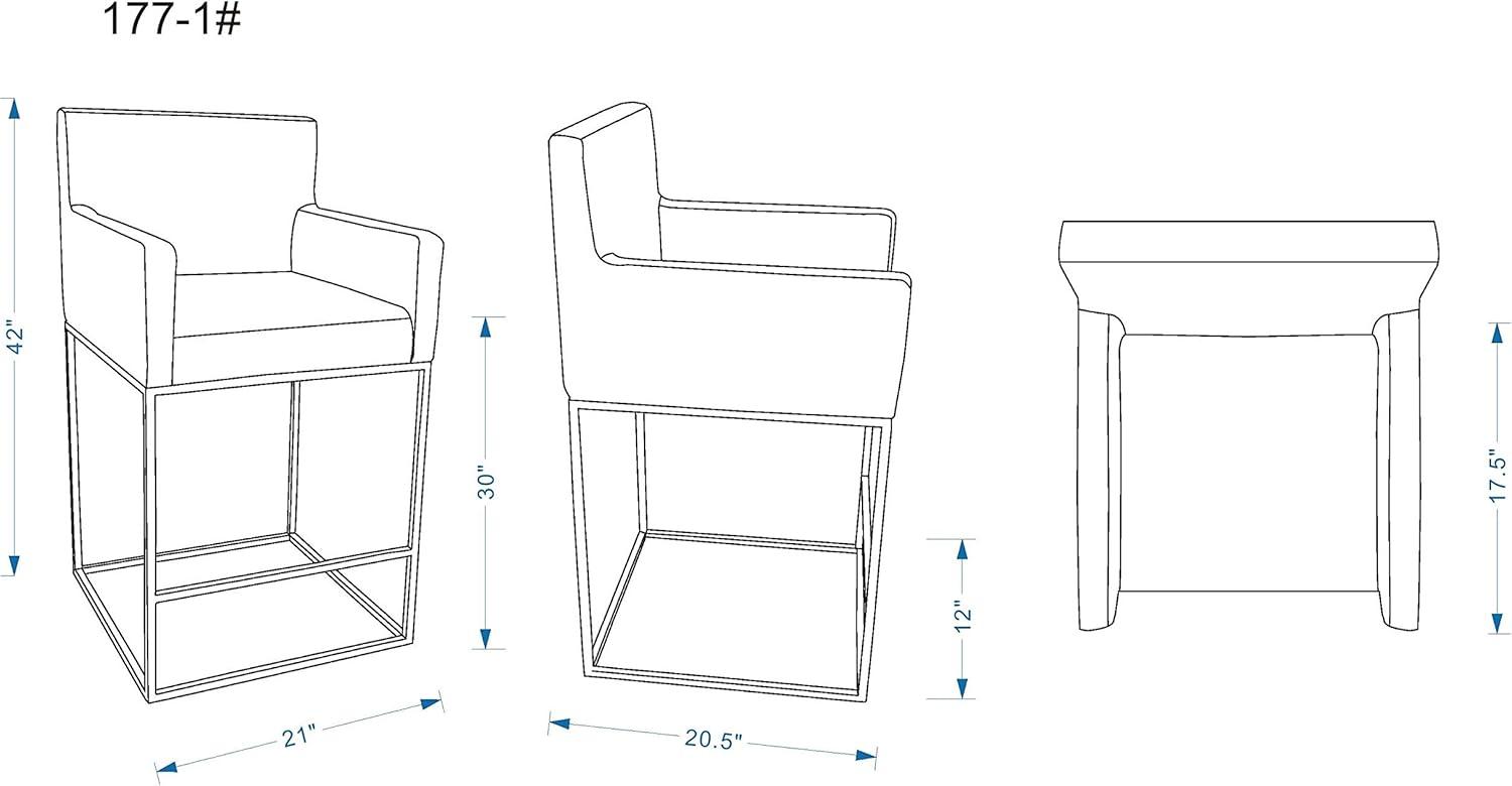 Ambassador Upholstered Metal Barstool - Manhattan Comfort