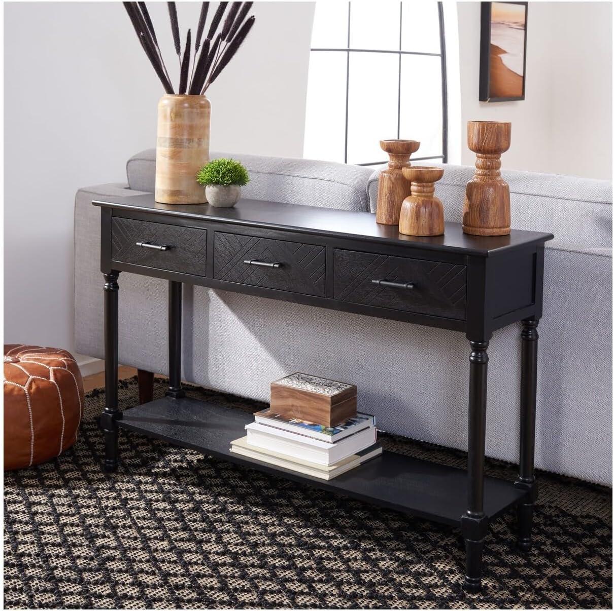 SAFAVIEH Peyton French Brown Wood Console Table with Drawer (47.3 in. W x 13 in. D x 29.5 in. H)