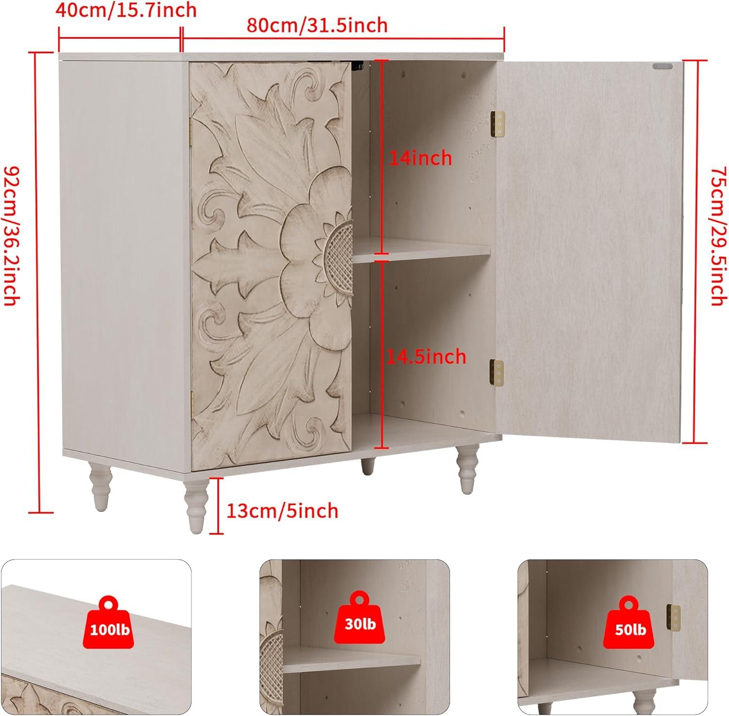 Mercer41 47.2" Accent Cabinet With 3D Geometric Doors