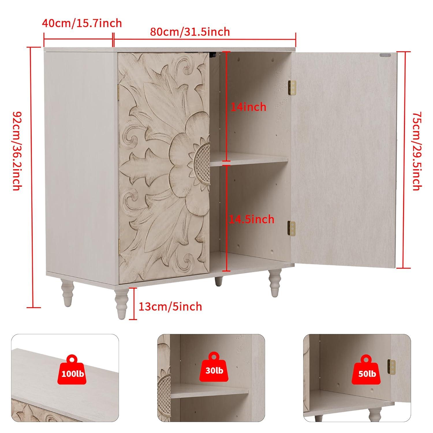 Mercer41 47.2" Accent Cabinet With 3D Geometric Doors