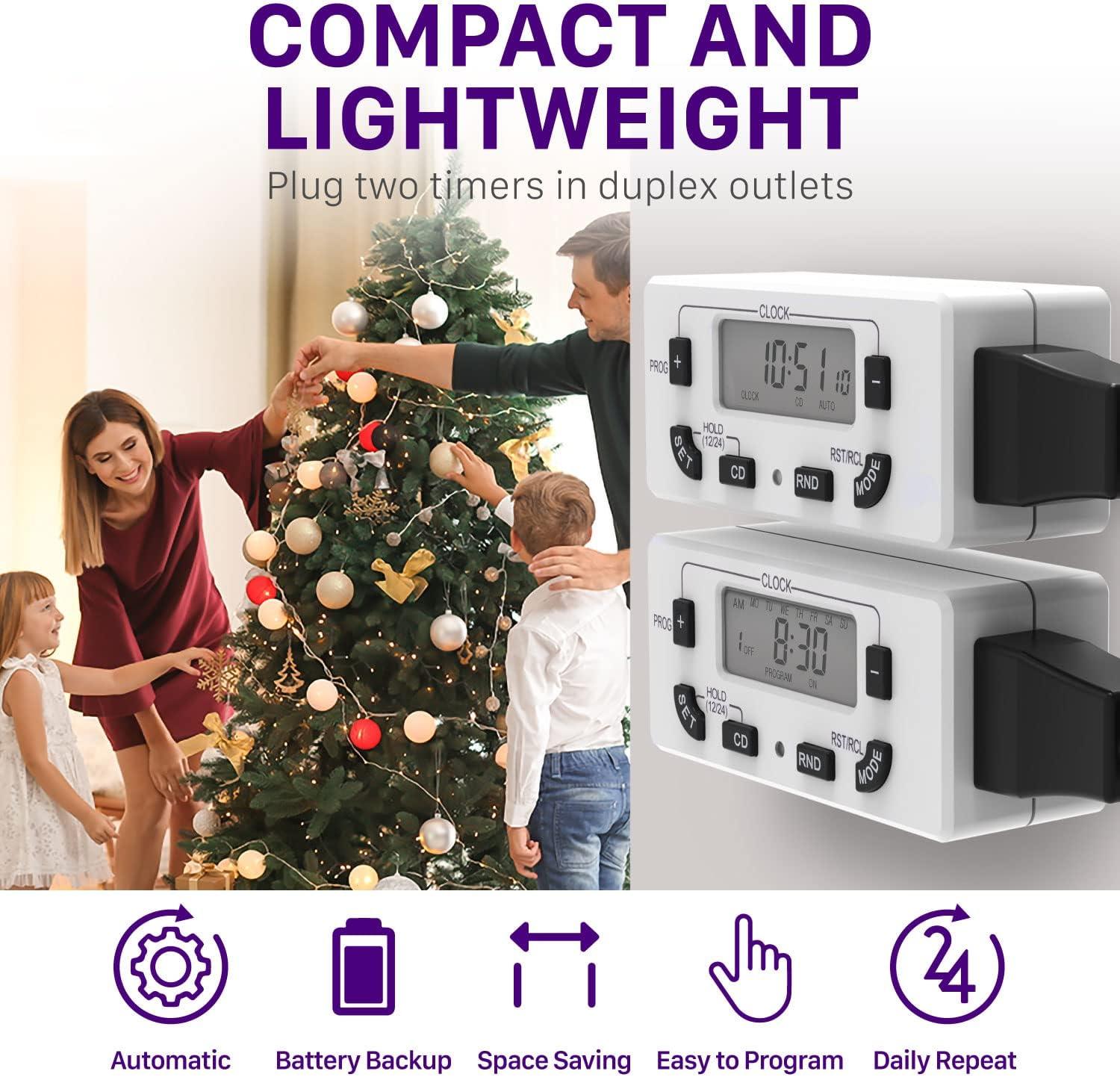 Fosmon Timer for Outlet, [ELT Listed] Light Timer for Lamps Indoor, Timer Outlet For Electrical, Programmable with 10 Program