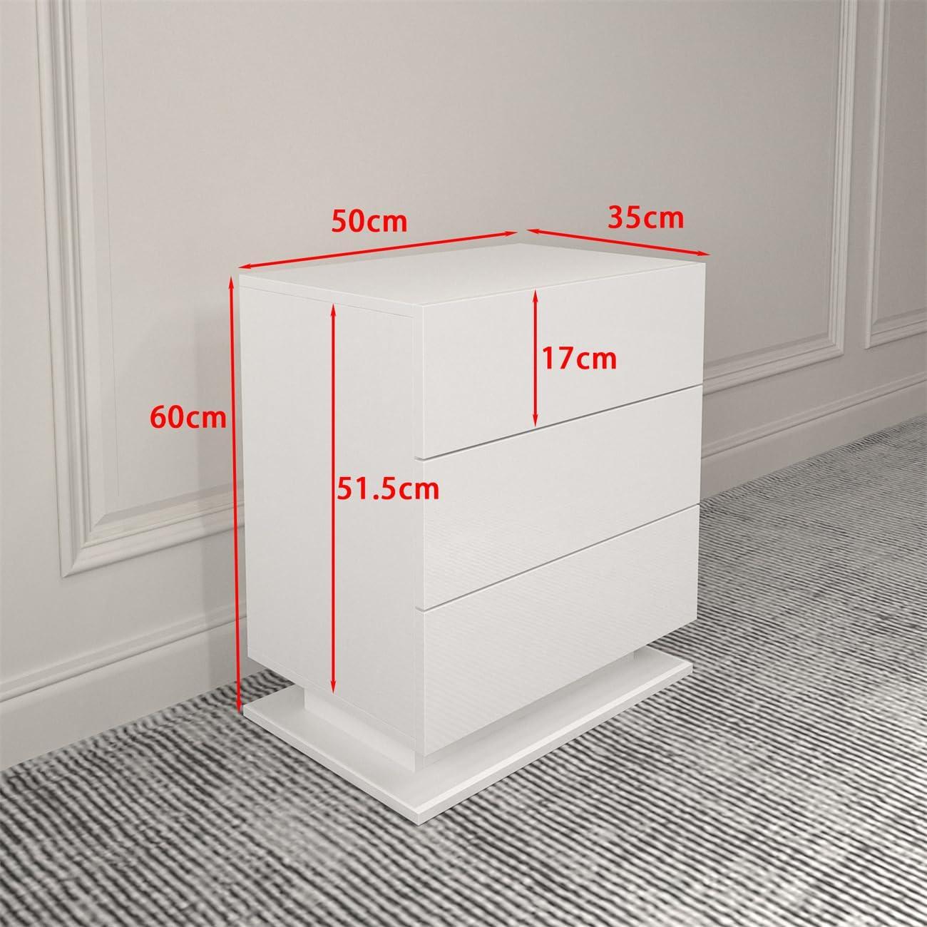 M optimized LED Nightstands Bedside Table, Night Stand with 3 Storage Drawers, LED Lights, Modern Bedside End Side Table Furniture for Living Room Bedroom