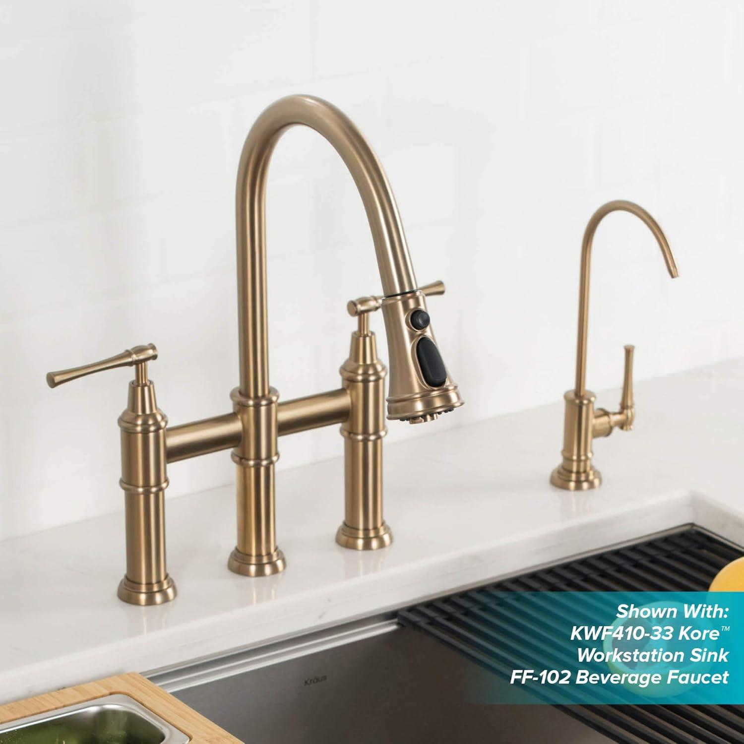 Kraus Allyn Transitional Bridge Kitchen Faucet and Water Filter Faucet Combo