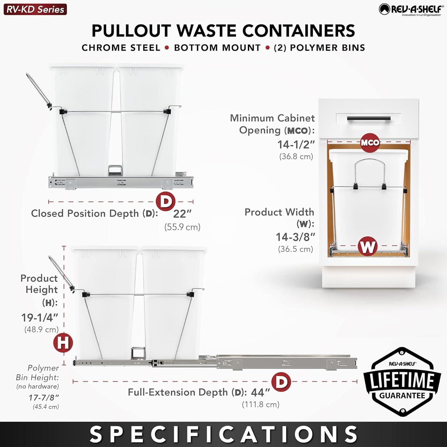 Rev-A-Shelf Rev-A-Shelf Double Pull Out Trash Can 35 Qt for Kitchen