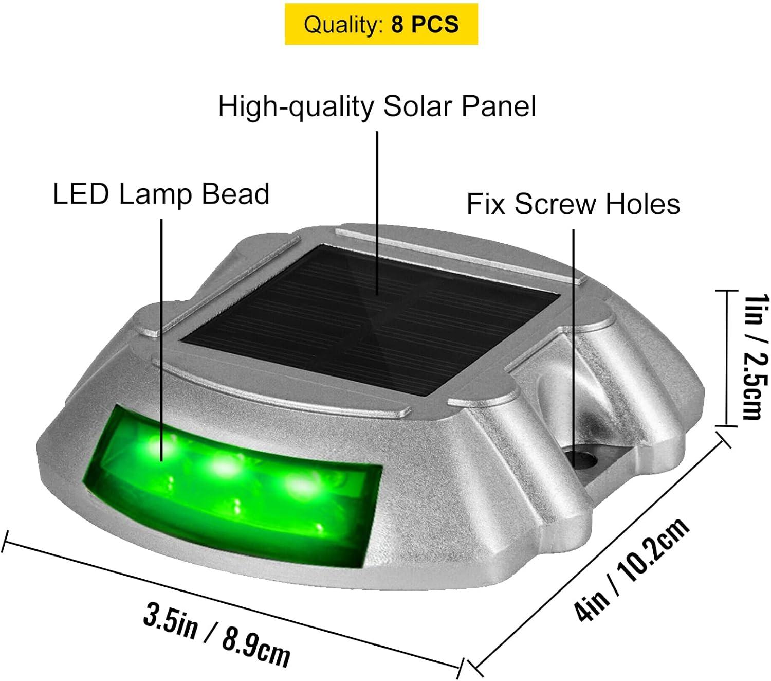 Happybuy Solar Driveway Lights - 8 Pack with Switch Button, Wireless Deck Lights - 6 LEDs for Path, Garden, Walkway & Sidewalk - Bright Green