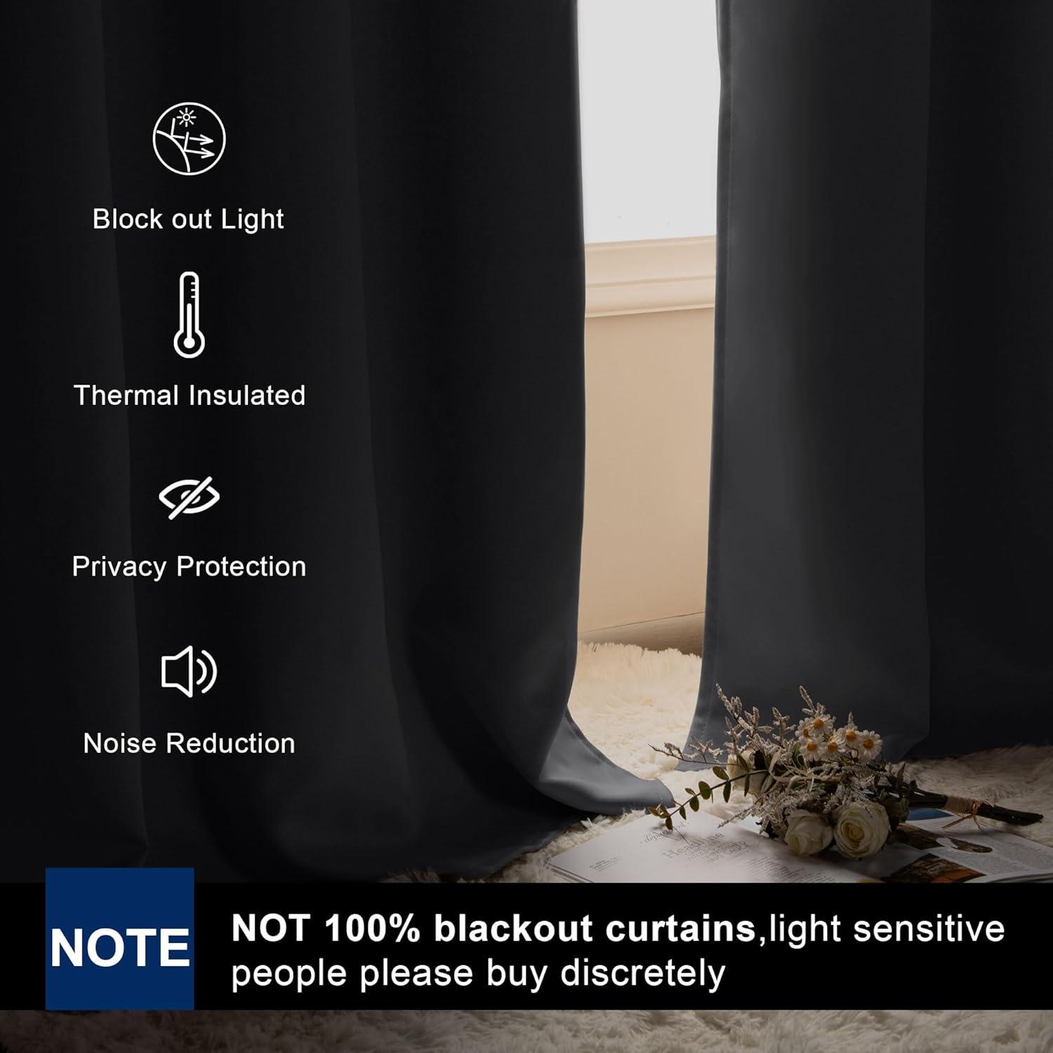 The Twillery Co.® Adona Thermal Insulated Bedroom Curtain Solid Color Room Darkening Blackout Grommet Heat Blocker Curtain Panels with White Liner