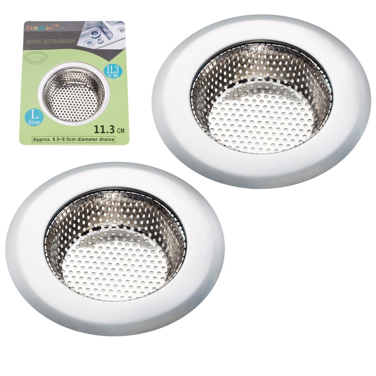Everenty Kitchen Sink Strainer Basket Stainless Steel Sink Drain Filter Kitchen Tools and Gadgets Large Wide Rim 4.5 Inch Diameter?2 PCS?