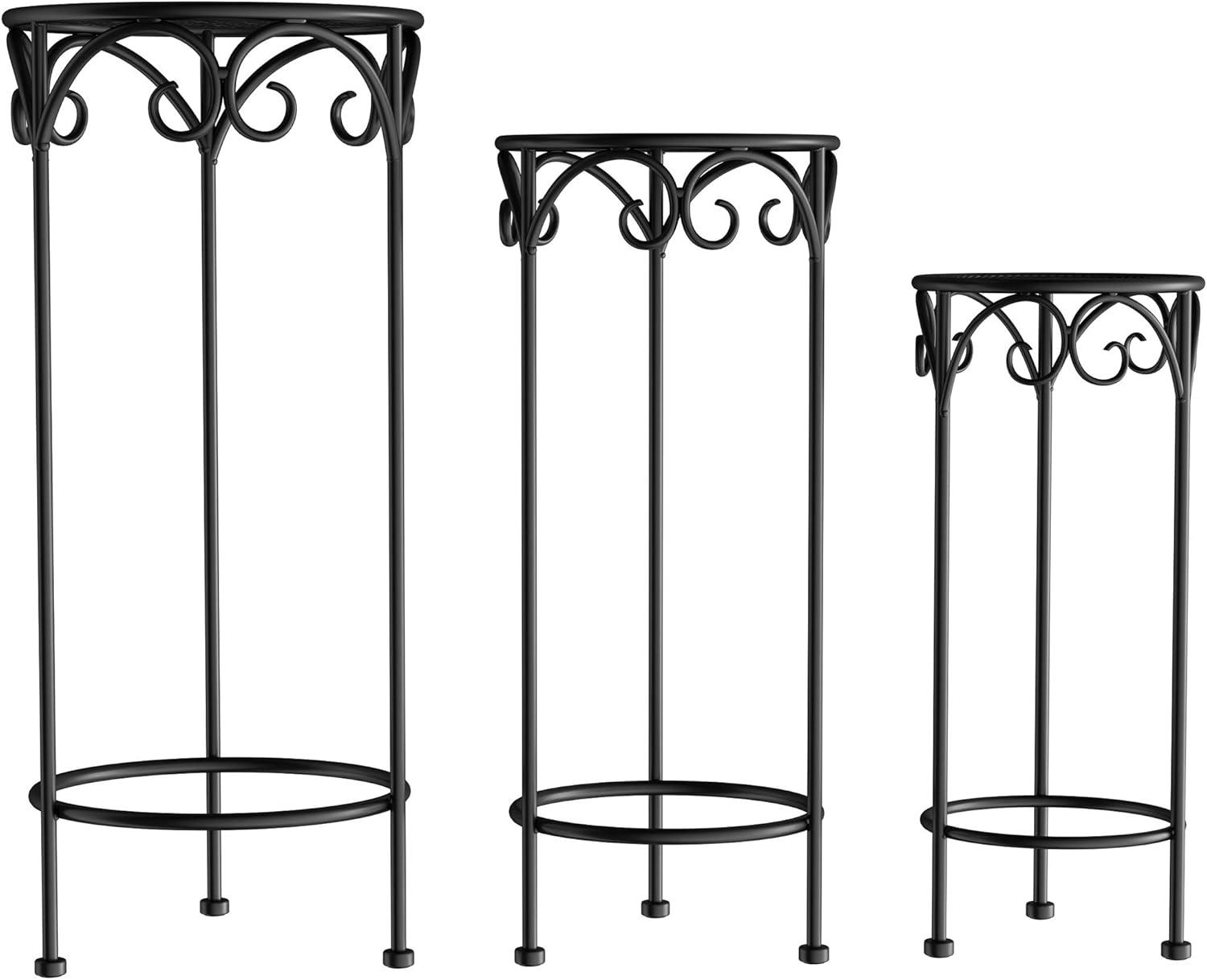 Black Wrought Iron Nesting Plant Stands Set of 3