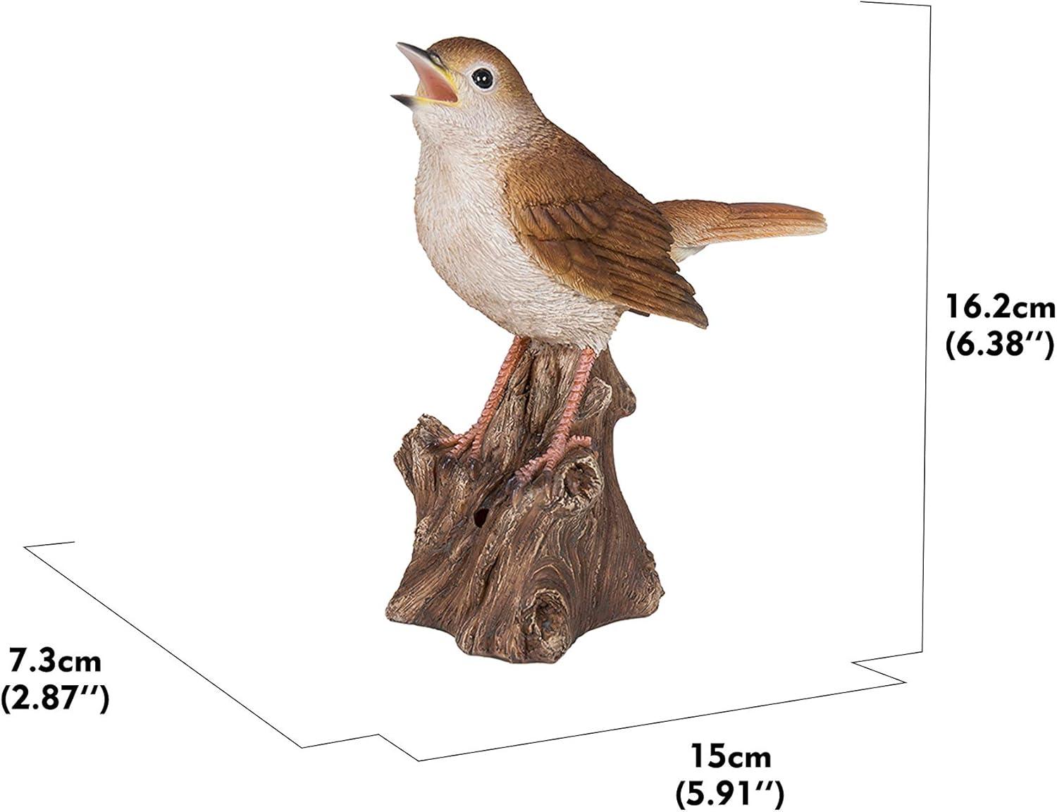 Hi-Line Gift Ltd. Motion Activated Singing Nightingale Standing on Stump