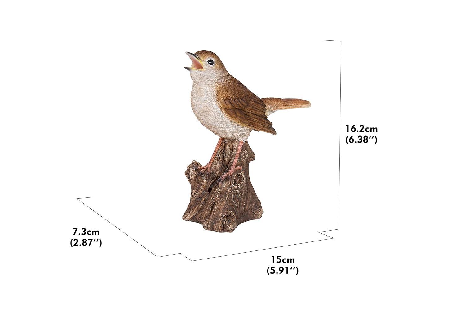 Hi-Line Gift Ltd. Motion Activated Singing Nightingale Standing on Stump