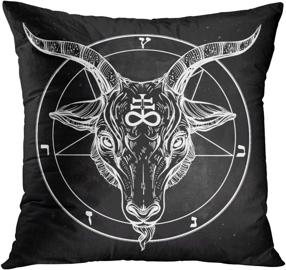 Britimes Throw Pillow Covers 18x18 Inches Home Decor Set of 4 Pillow Cases Decorative for Bed Sofa Cushion Couch Outdoor Capricorn Cat Feather Moth Gothic Pillowcases (Black and White)