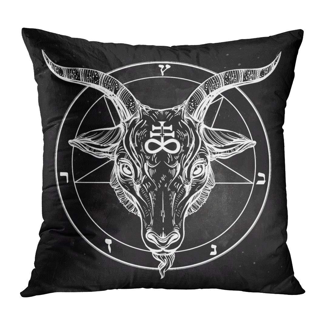 Britimes Throw Pillow Covers 18x18 Inches Home Decor Set of 4 Pillow Cases Decorative for Bed Sofa Cushion Couch Outdoor Capricorn Cat Feather Moth Gothic Pillowcases (Black and White)