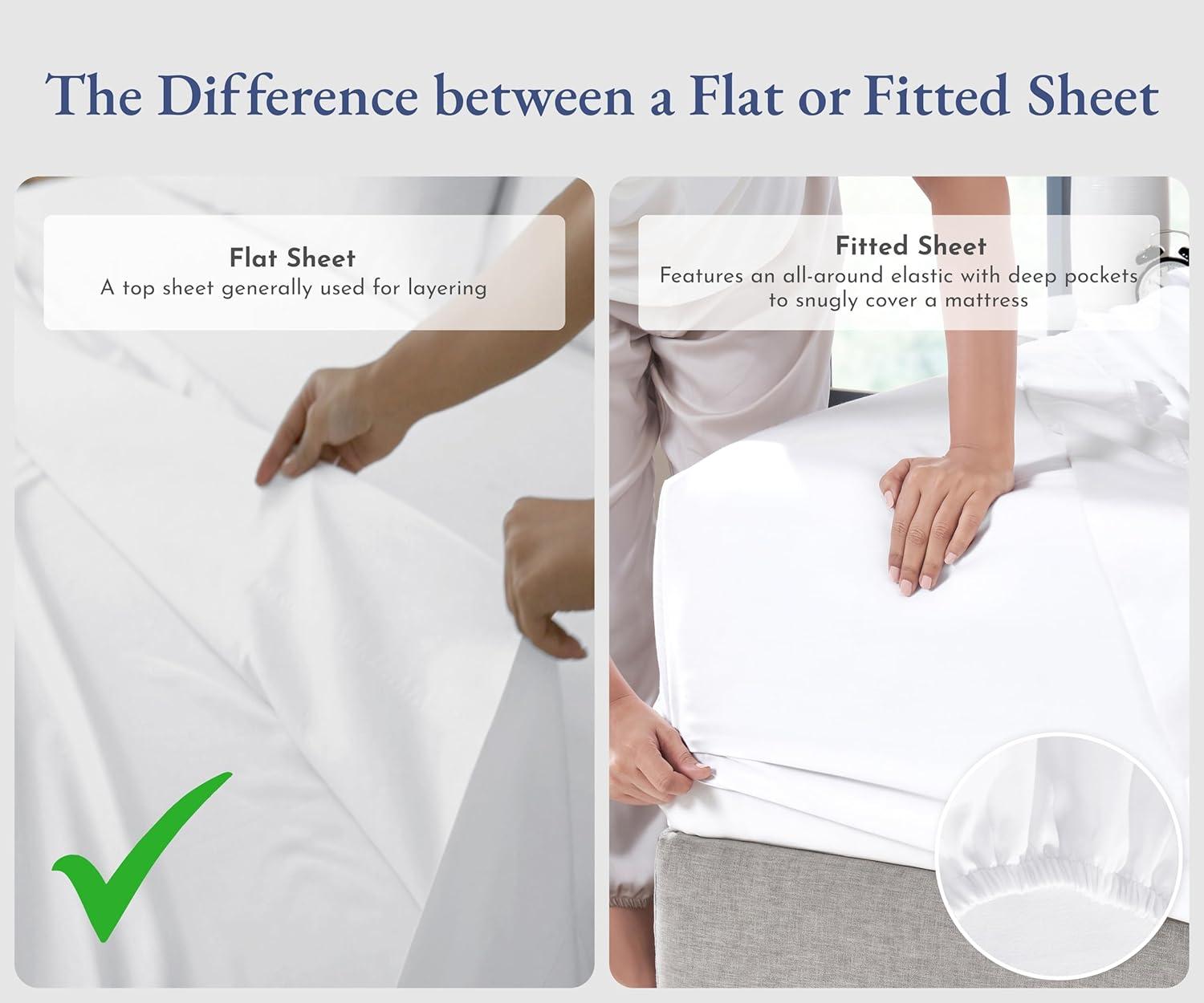 Flat Sheet Only, 400 Thread Count 100% Cotton Sateen, Soft & Durable by California Design Den - Light Gray, King