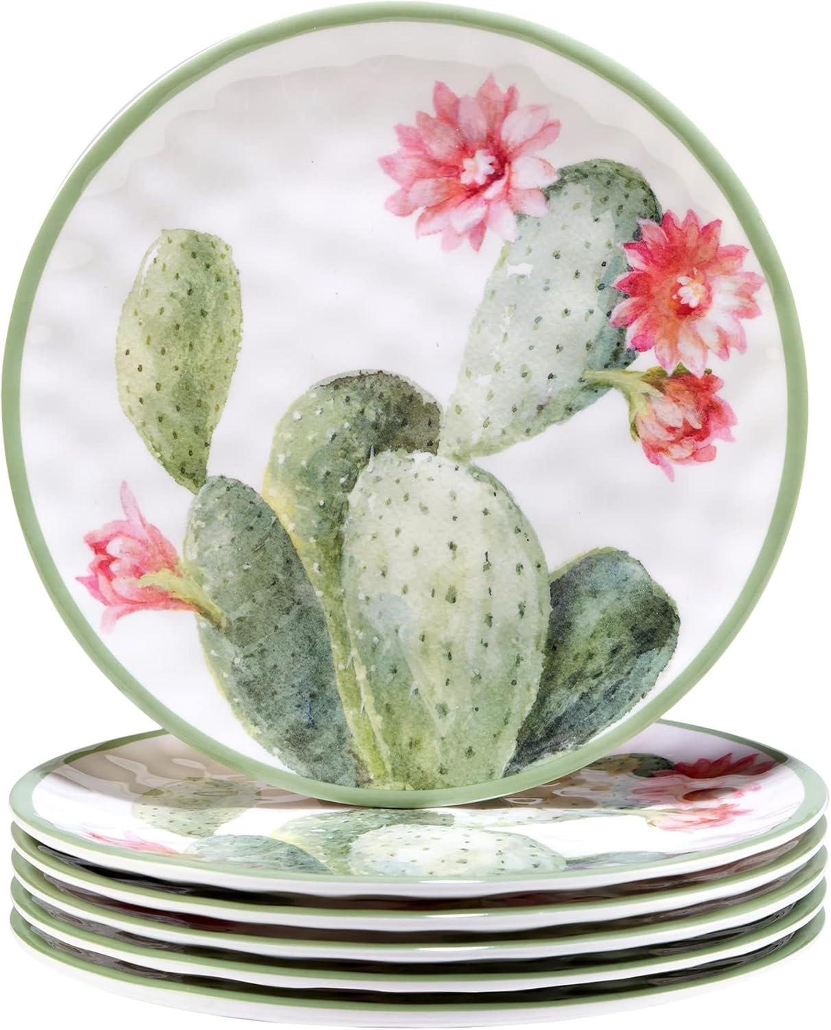 Desert Beauty Cactus Melamine Salad Plates, Set of 6