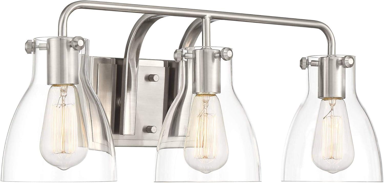 Possini Euro Design Cyn Modern Wall Light Brushed Nickel Hardwire 23 3/4" 3-Light Fixture Clear Glass for Bedroom Bathroom Vanity Living Room Hallway