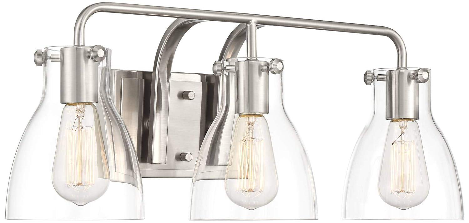 Possini Euro Design Cyn Modern Wall Light Brushed Nickel Hardwire 23 3/4" 3-Light Fixture Clear Glass for Bedroom Bathroom Vanity Living Room Hallway