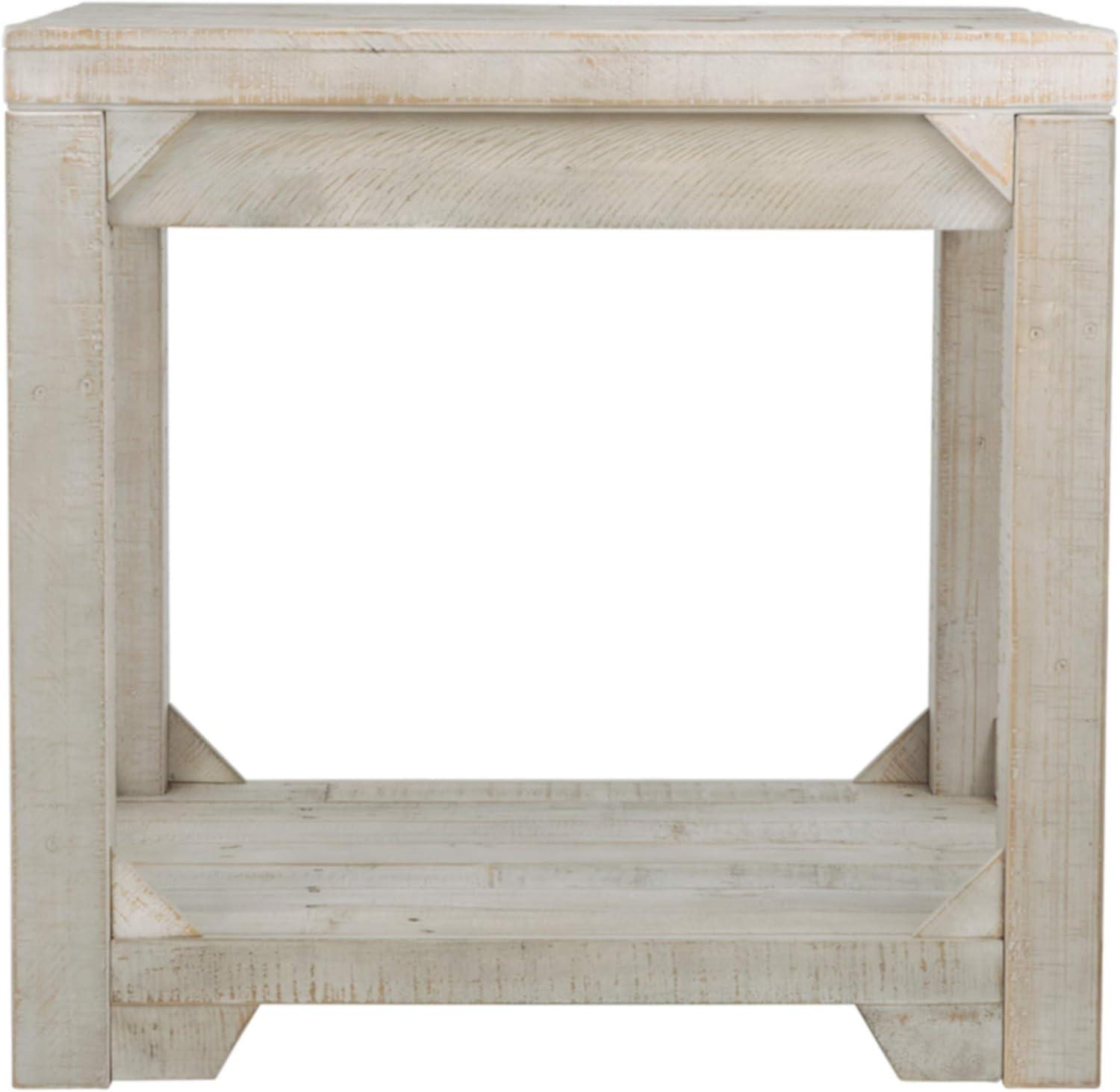 White Triangular Pine Wood Rectangular End Table