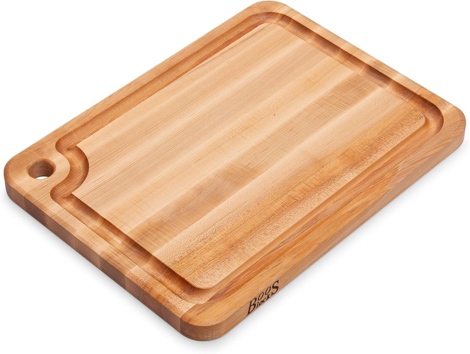 John Boos Block Prestige Edge Grain Maple Wood Reversible Cutting Board with Fluid Channel