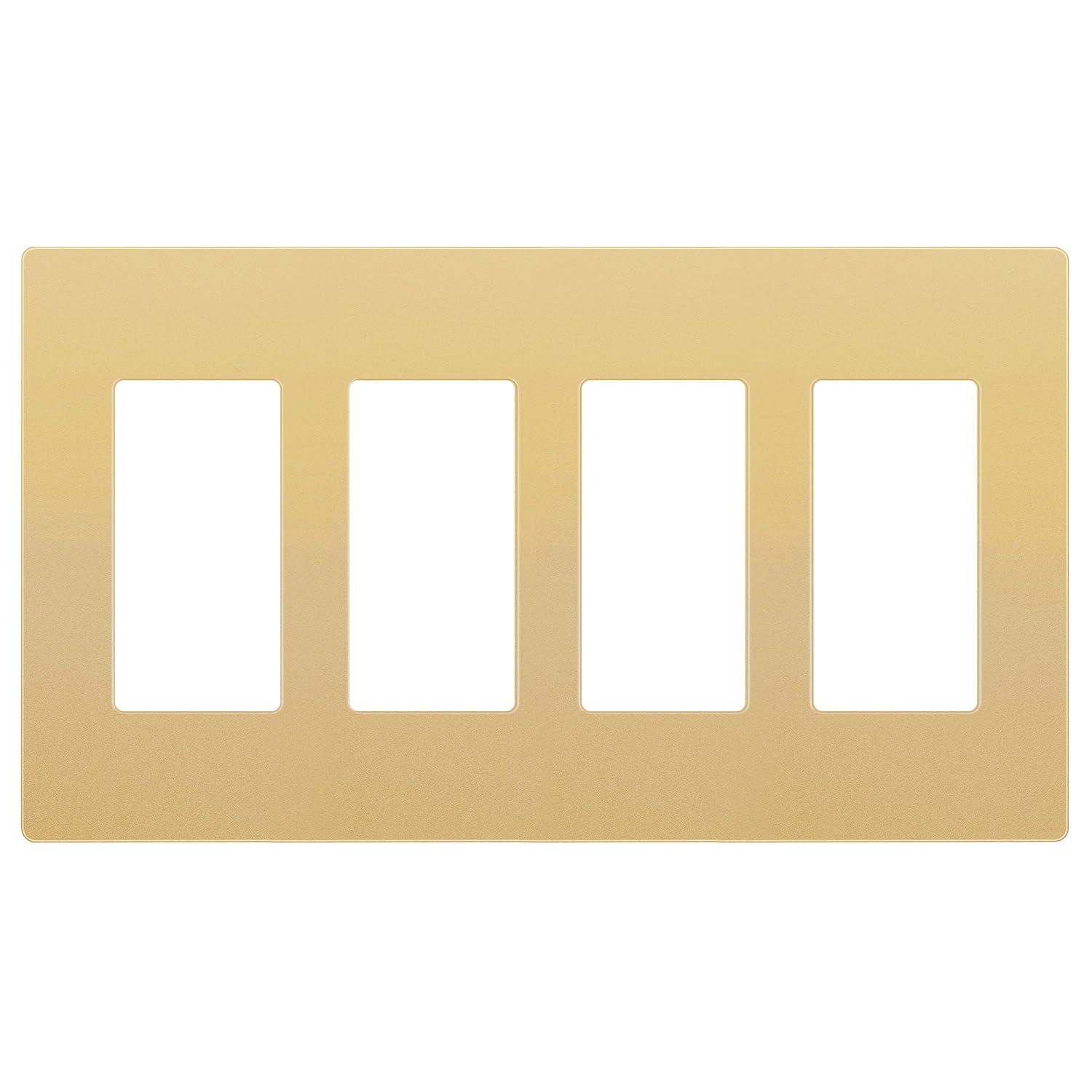 ENERLITES Elite Series Screwless Decorator Wall Plate Child Safe Outlet Cover, Gloss Finish, Size 4-Gang 4.68" H x 8.30" L, Unbreakable Polycarbonate Thermoplastic, SI8834-GD, Gold