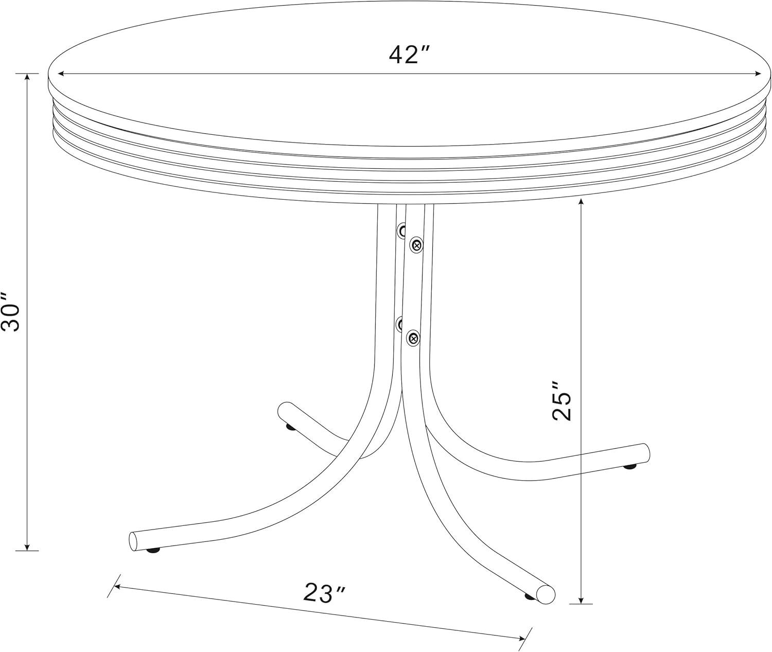 Retro Chrome and Black 5-Piece Round Dining Set