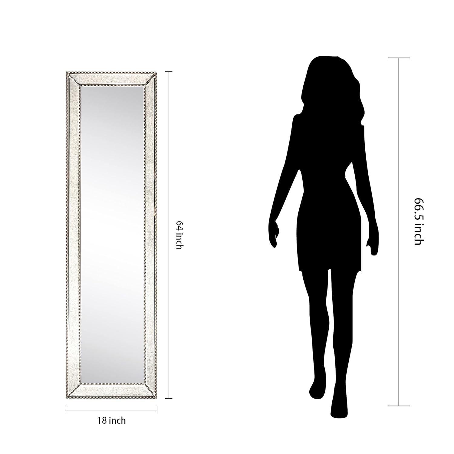 Empire Art Direct Champagne Bead Beveled Rectangular Wall Mirror - Clear 18 in. x 2.16 in. x 64 in.