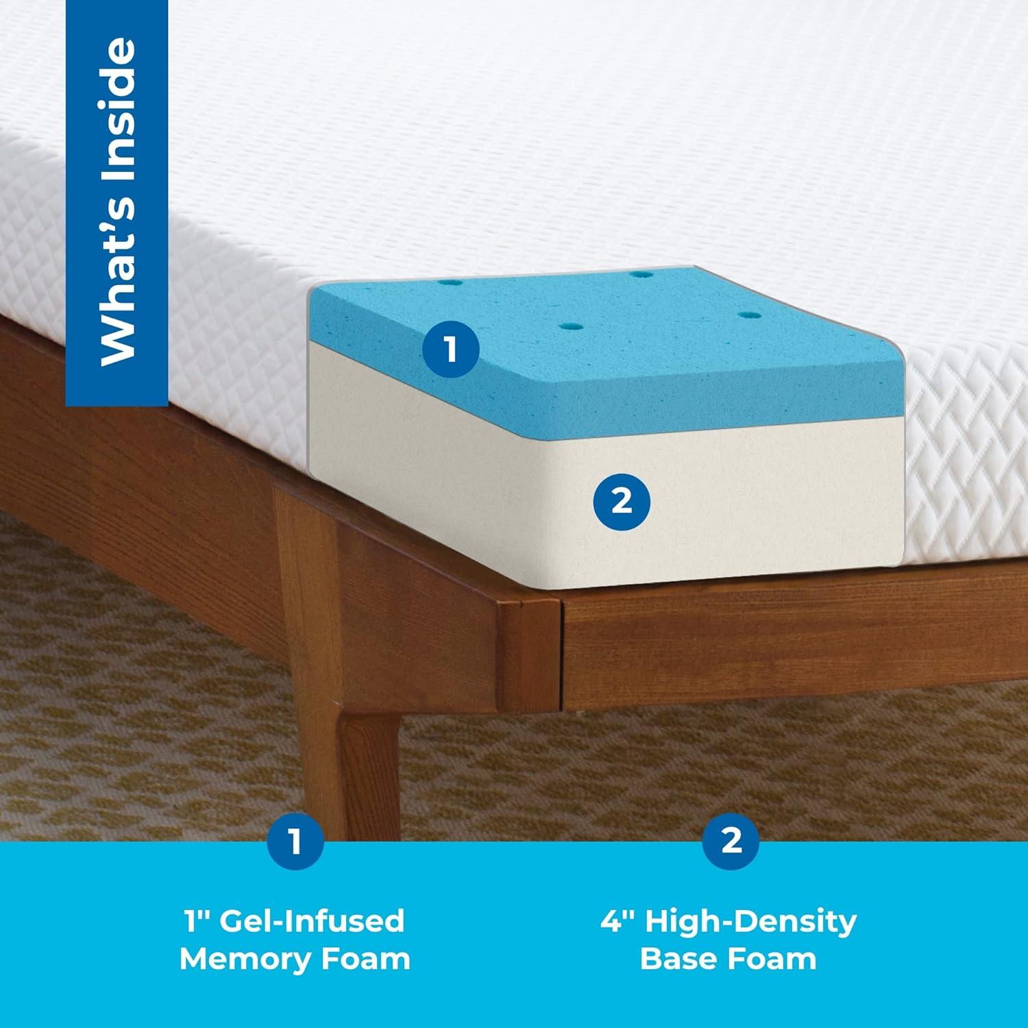 Full Size White Gel Memory Foam Mattress with Fabric Cover