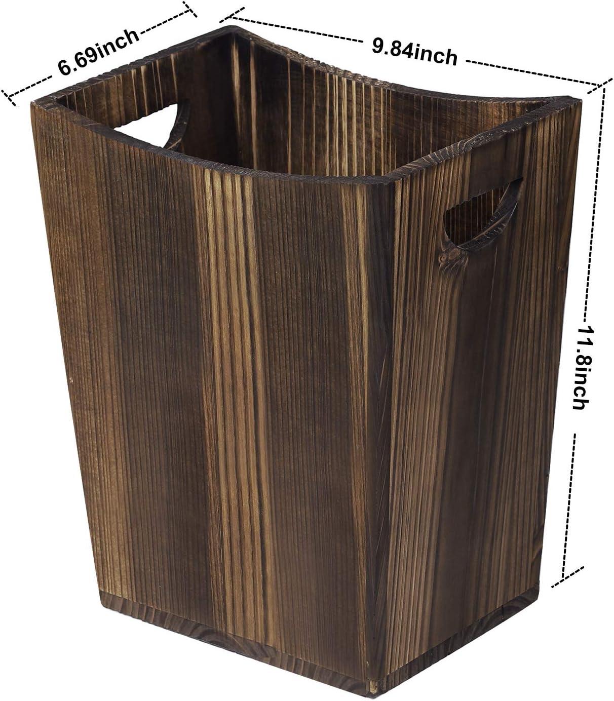 Light Brown Wooden Trapezoid Bathroom Trash Can