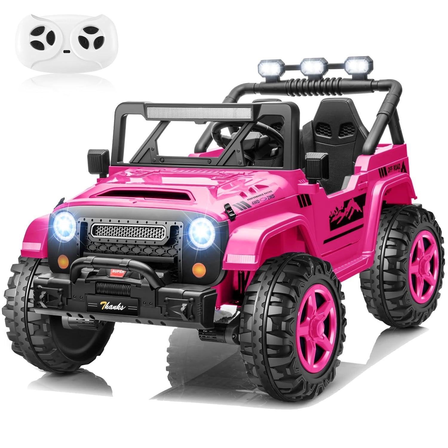 Ancheer Alex 24V 4WD//2WD Ride On Jeep Truck,2 Seater Kids UTV With 4X200w Powerful Engine,Remote Control,Bluetooth,20 Wide Seat,Vehicles for Kids Toddlers