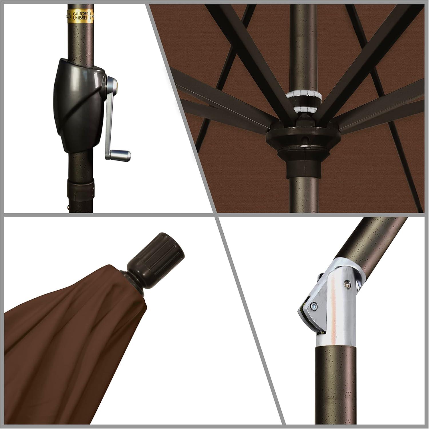 Teak Octagon Market Umbrella with Bronze Aluminum Pole