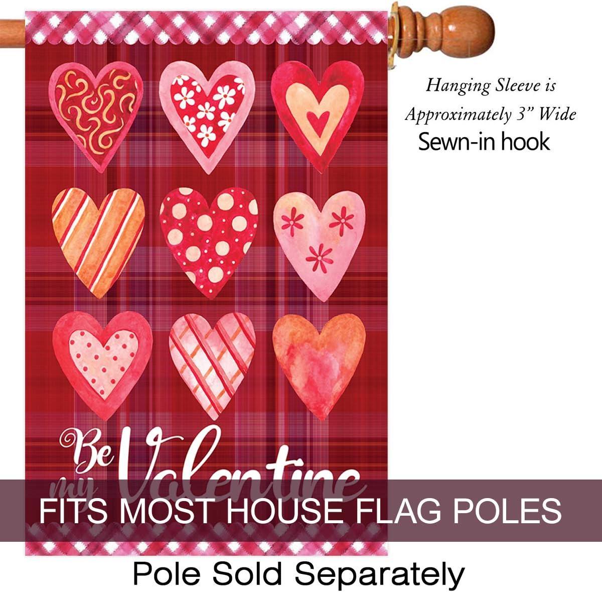 Northlight Be My Valentine Plaid and Heart Outdoor House Flag 28" x 40"