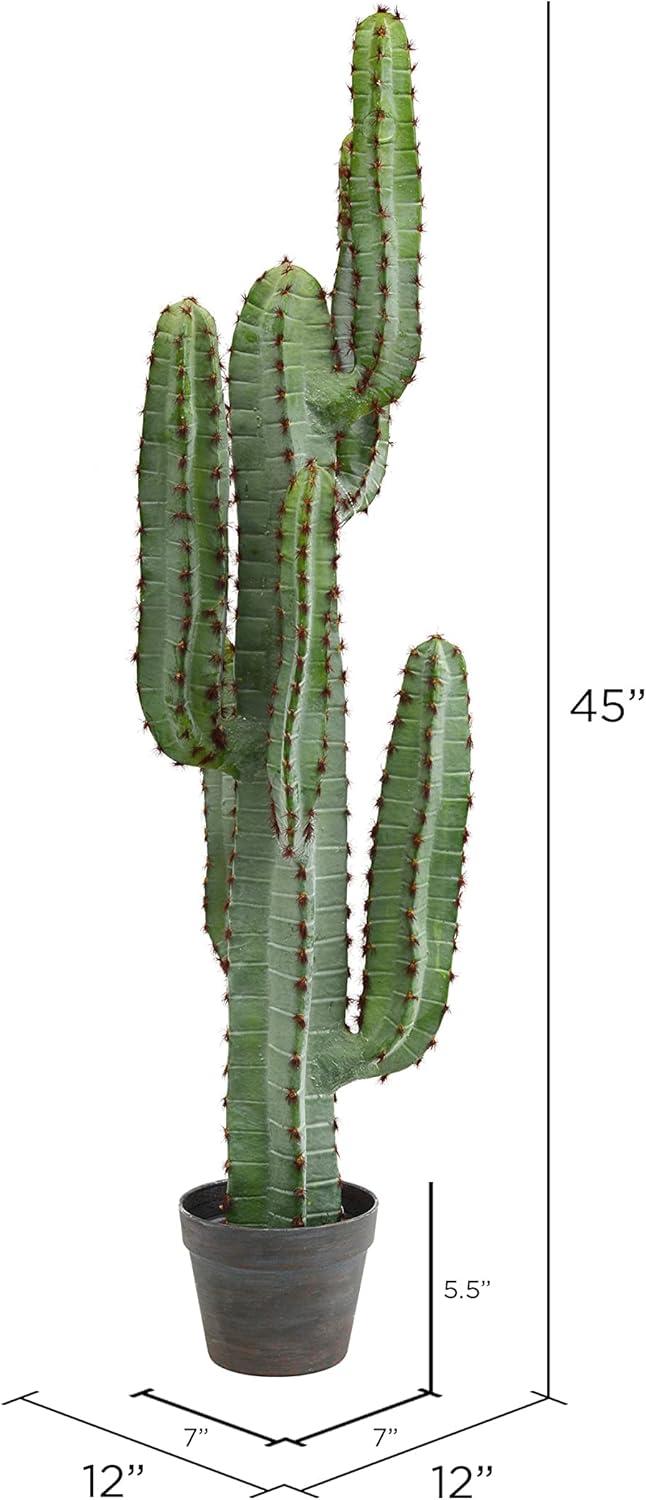 Williston Forge 45" Artificial Green Finger Cactus in 8" Black Pot