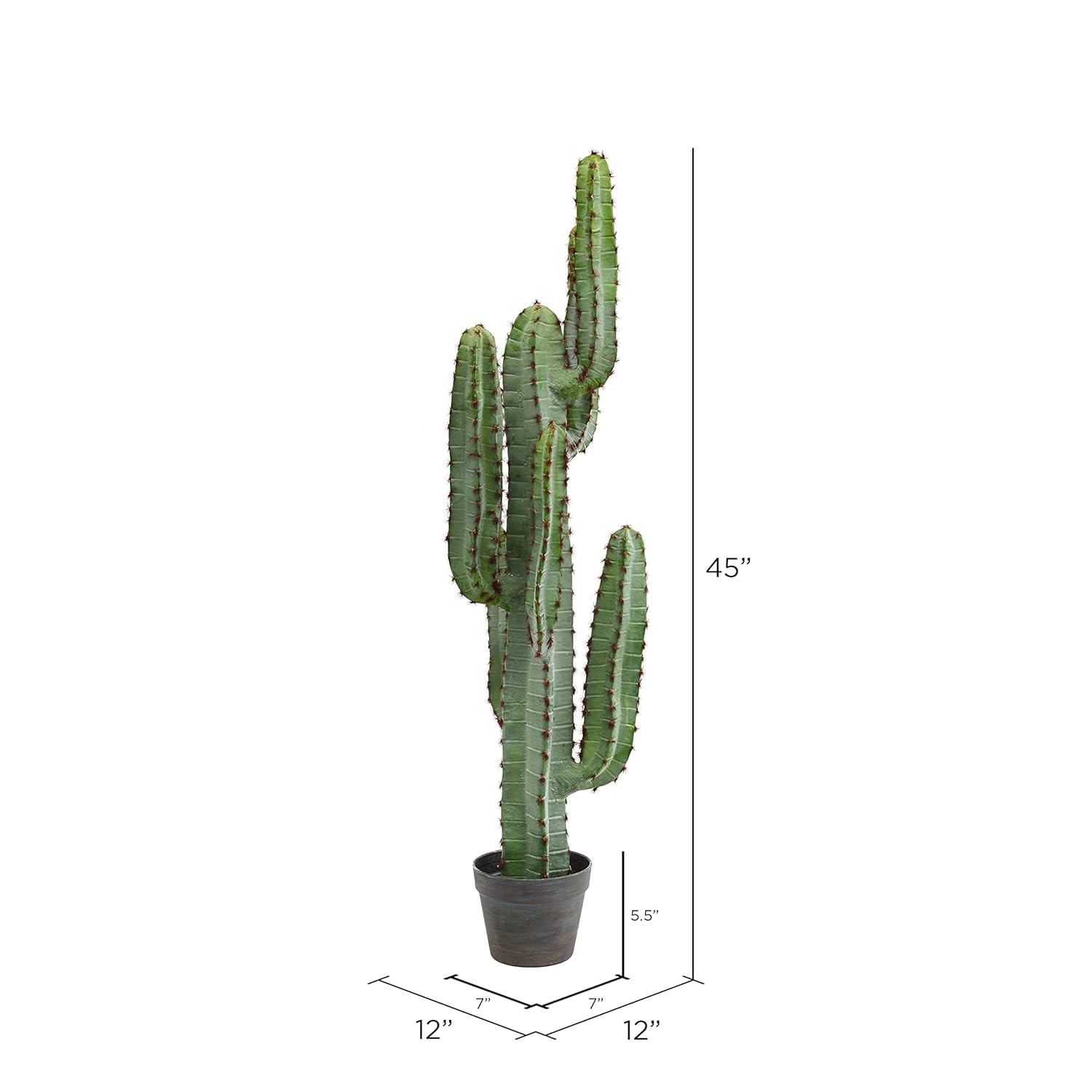 Williston Forge 45" Artificial Green Finger Cactus in 8" Black Pot