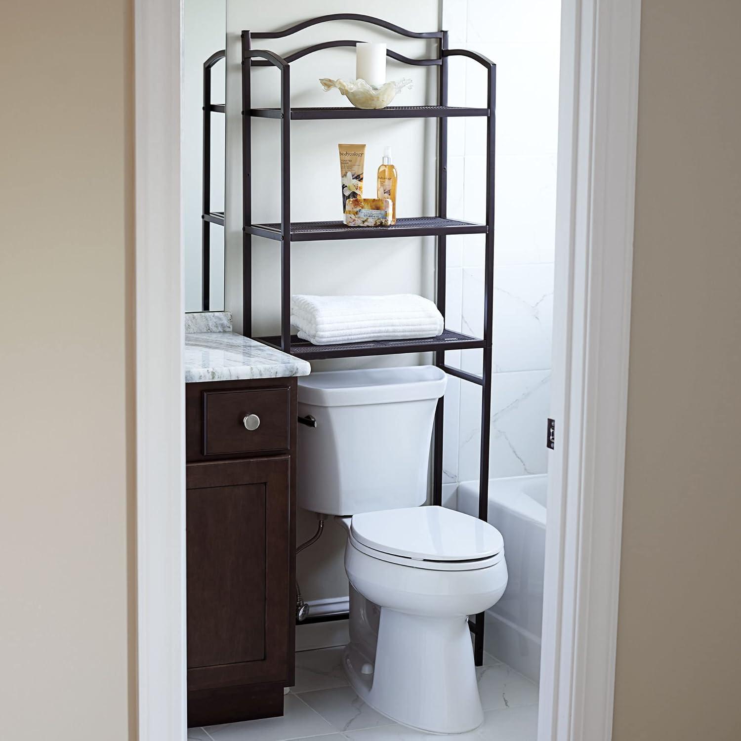 Espresso Brown Metal 3-Tier Over-the-Toilet Storage Rack