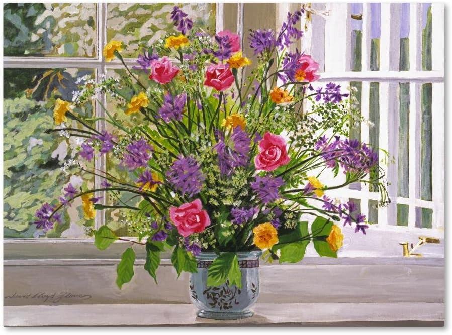 Vibrant Floral Bouquet on Windowsill Canvas Art, 24x32