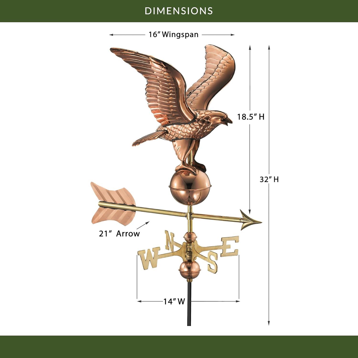 American Eagle Copper Weathervane with Roof Mount